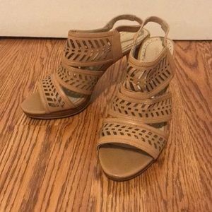 Nude strappy open toed high heels size 7